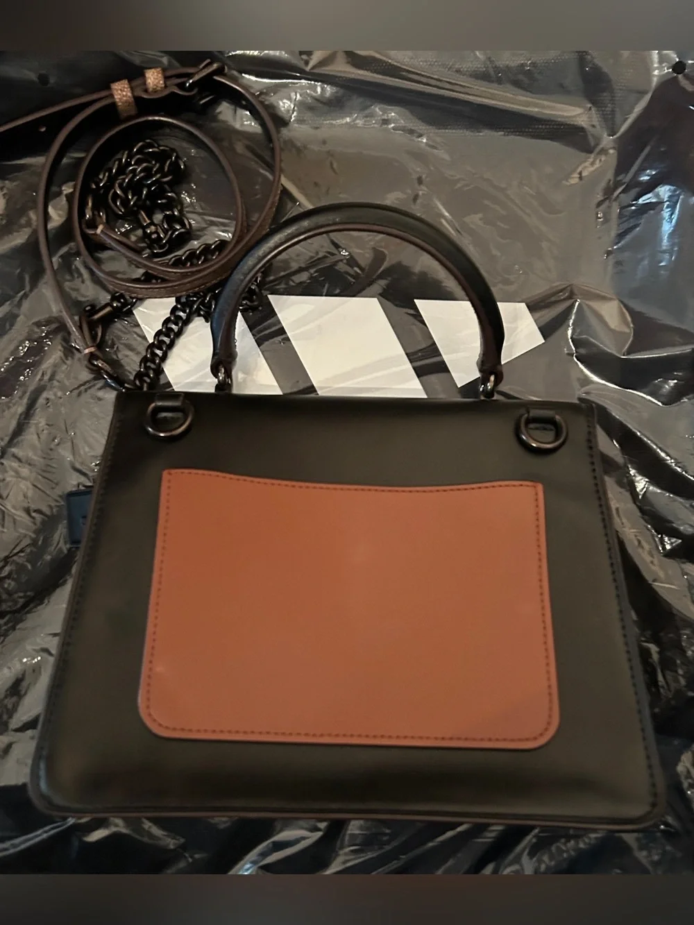 NWT Coach Parker Top Handle with Patchwork Stripe & Rivets/Multi